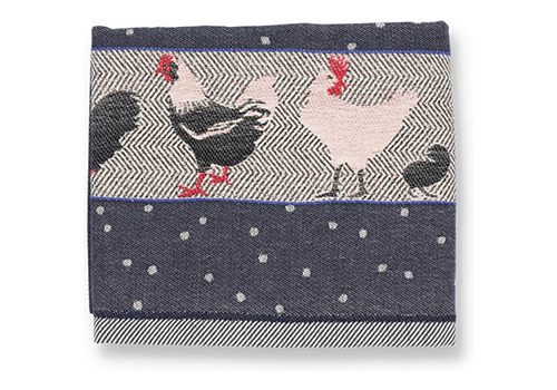 Bunzlau Castle Chickens theedoek 65 x 65 cm katoen donkerblauw