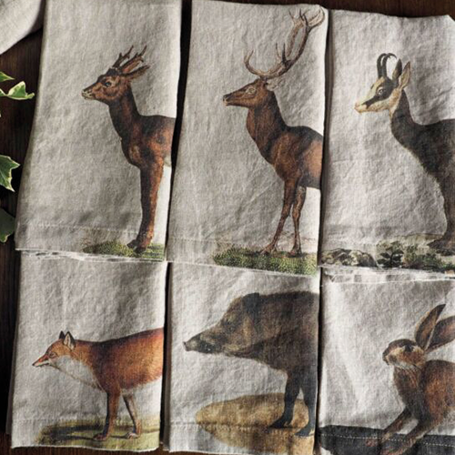 Oldenhof Wild Animals servet 45 x 45 cm linnen 6 stuks